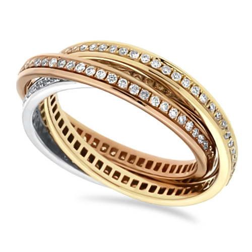 View Tricolor Diamond Eternity Band