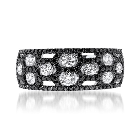 View Black And White Diamond Wide Ring