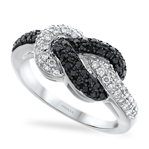 View Black and White Diamond Knot Ring