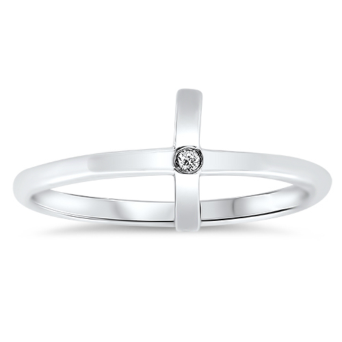 View Single Diamond Cross Ring