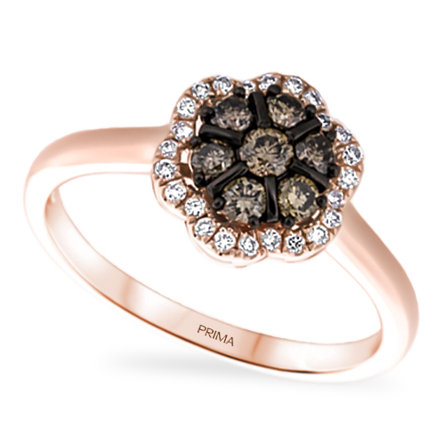 View Brown And White Diamond Flower Ring