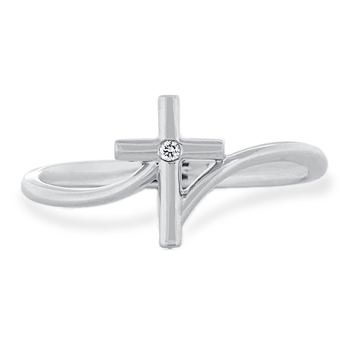 View Single Diamond Cross Ring