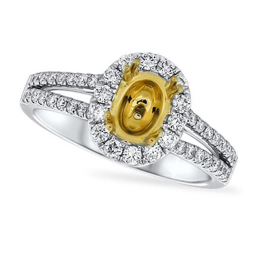 View Diamond Engagement Halo Ring For 7x5 Oval Ctr.