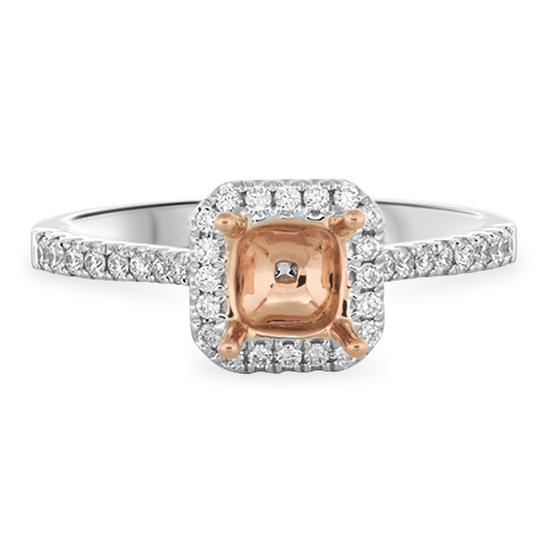 View Diamond P/C TT Halo Engagement Ring