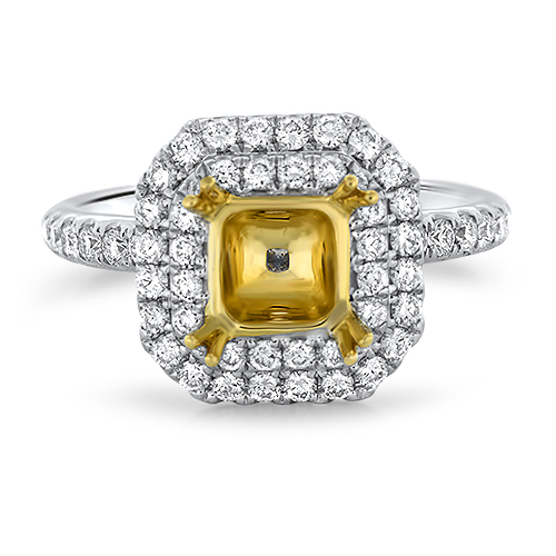 View Diamond P/C TT Double Halo Eng Ring For 6.5mm Ctr.