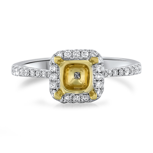 View Diamond P/C TT Halo Engagement Ring For 5.5mm Ctr.
