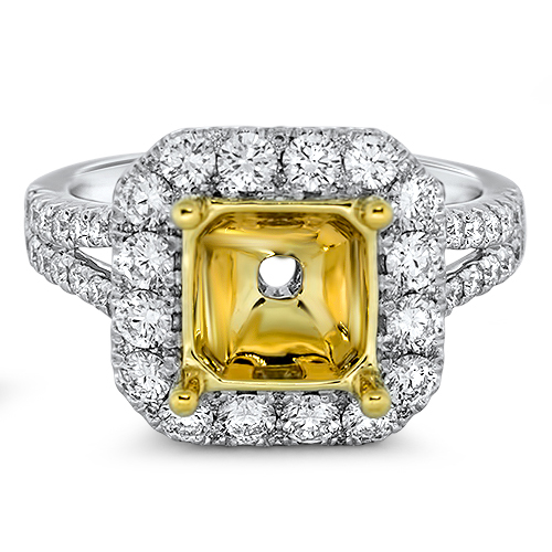 View Diamond Halo TT P/C Engagement Ring For 2ct Ctr.