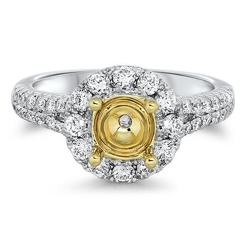 View Diamond Halo TT Engagement Ring For 1ct Ctr.