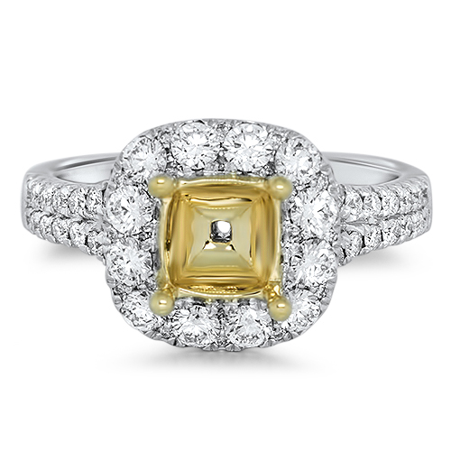 View Diamond Halo TT P/C Engagement Ring For 1ct Ctr.