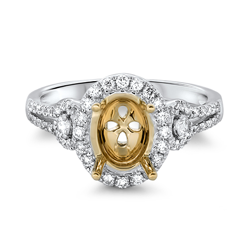 View Diamond Two Tone Oval Halo Engagement Ring