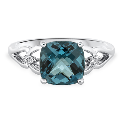 View Diamond and Cushion London Blue Topaz Ring