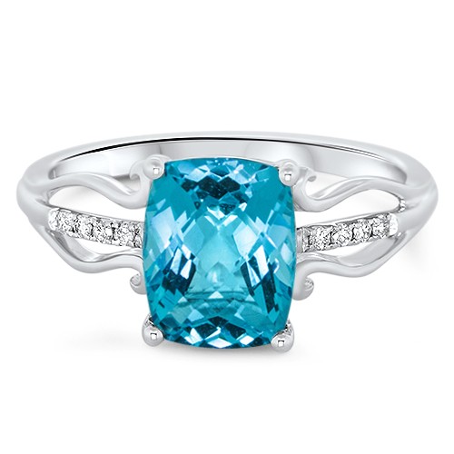 View Diamond and Blue Topaz Ring