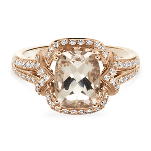 View Morganite And Diamond Fancy Ring