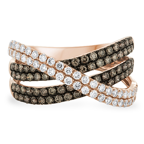 View Brown Diamond and Diamond Crossover Ring