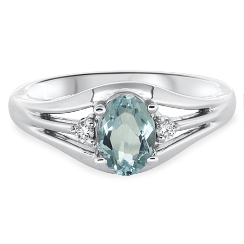View Aquamarine and Diamond Ring