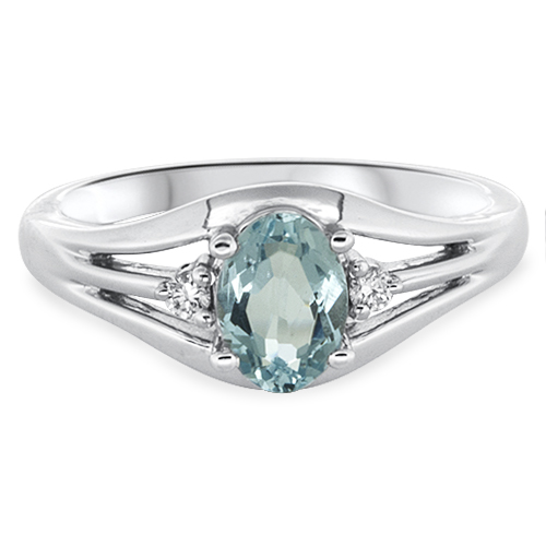 View Aquamarine And Diamond Ring