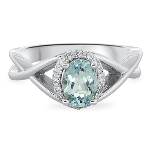 View Aquamarine And Diamond Ring