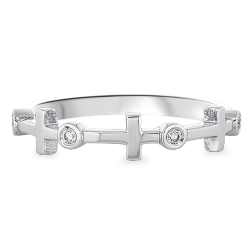 View 4 Bezel Diamonds Cross Ring