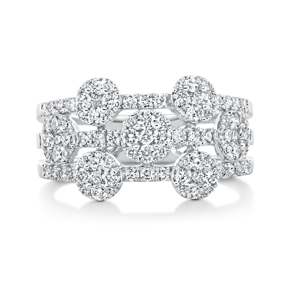 View Fashion 3 Rows Cluster Diamond Ring