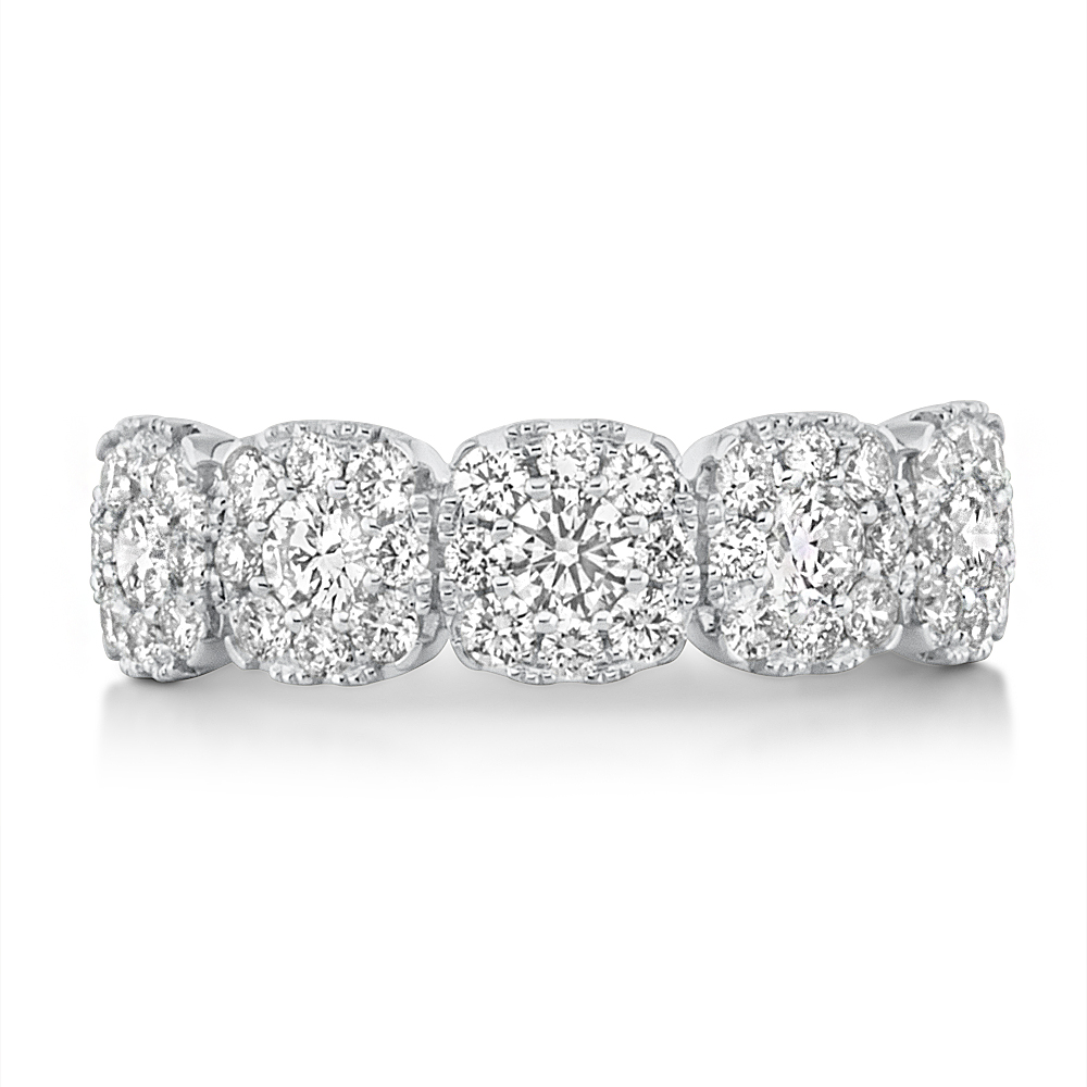 View Diamond 5 Cushion Sections Cluster Ring