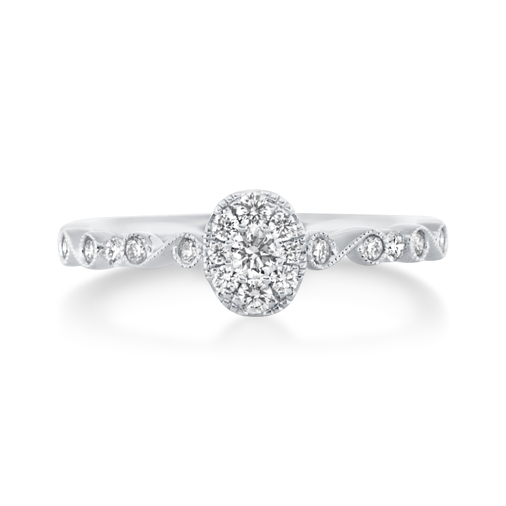 View Diamond Oval Shape Cluster Ring