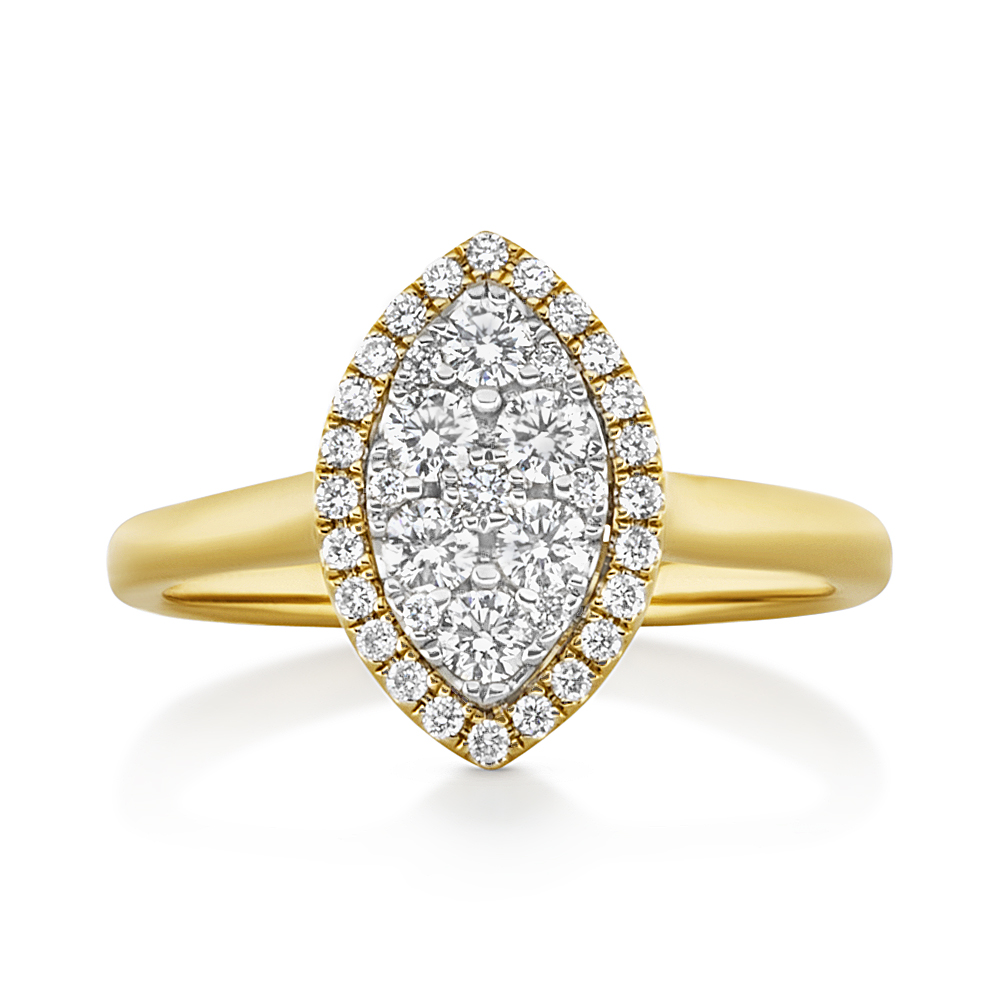 View Diamond Marquee Shape Cluster Ring