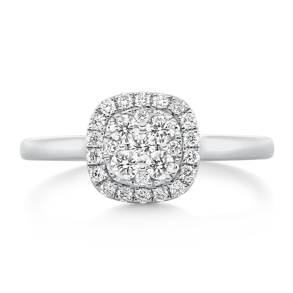 View Diamond Cushion Shape Cluster Ring