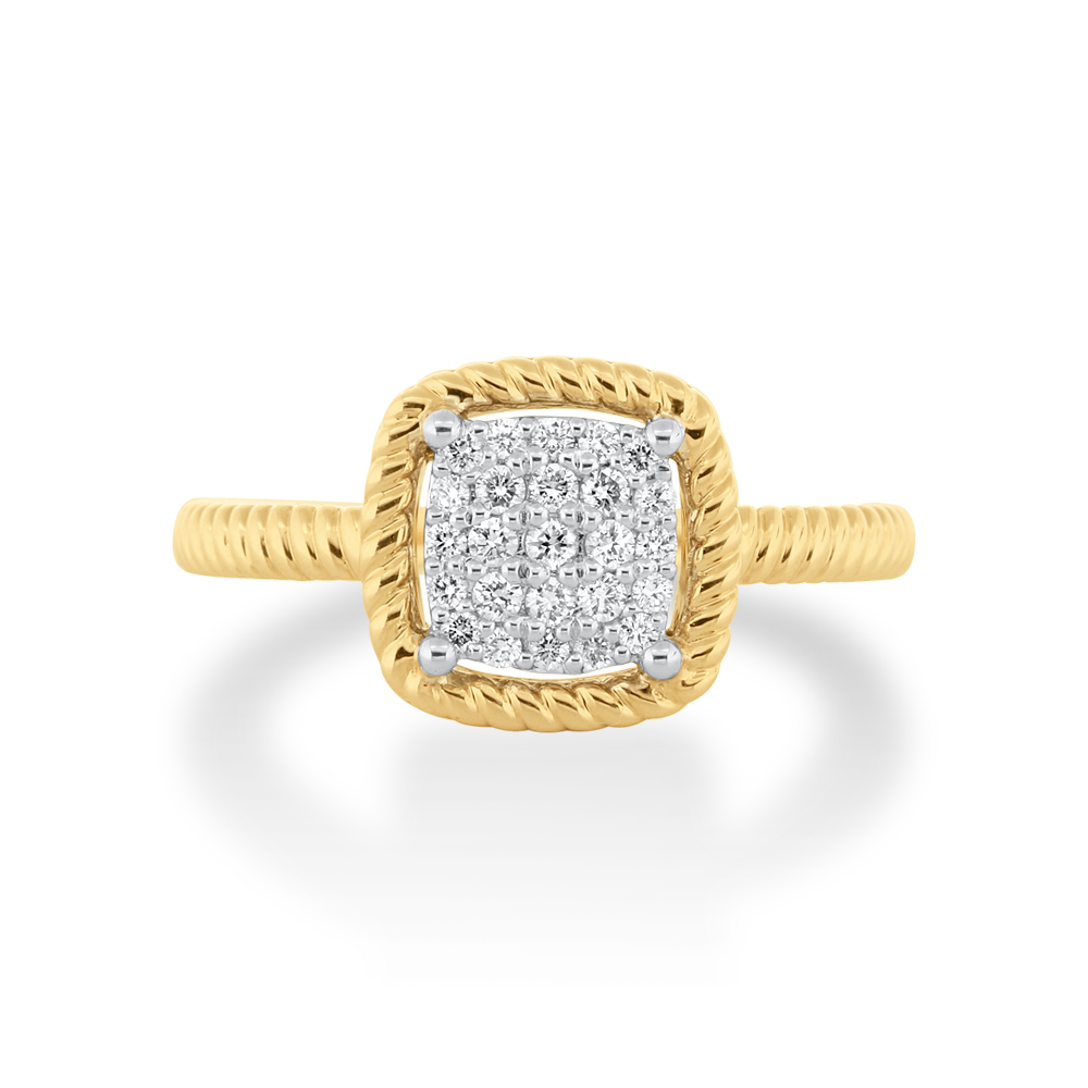 View Diamond Cushion Shape Rope Shank Ring