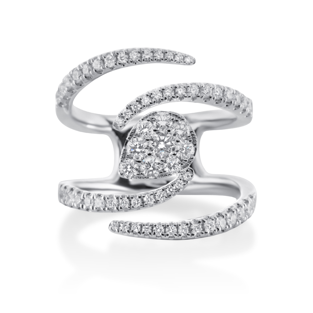 View Diamond Twist Fashion Pear Cluster Ring