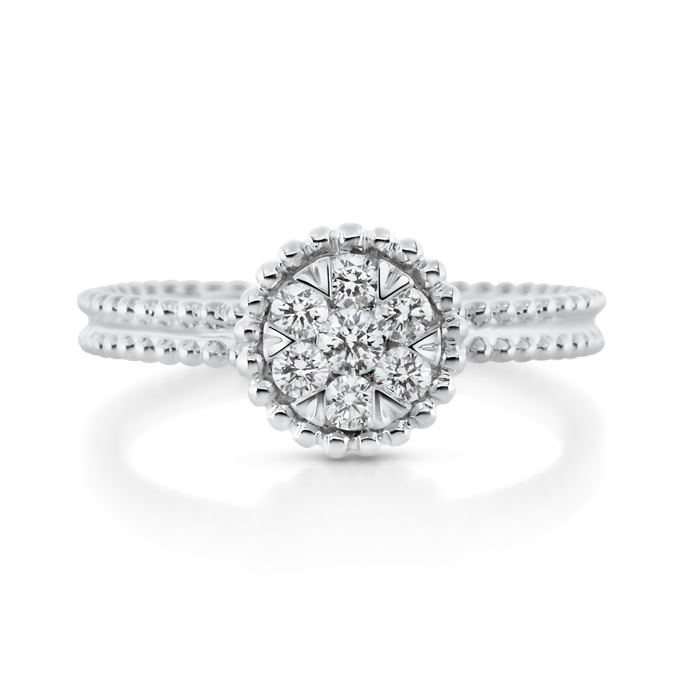 View Diamond Cluster Bidded Ring