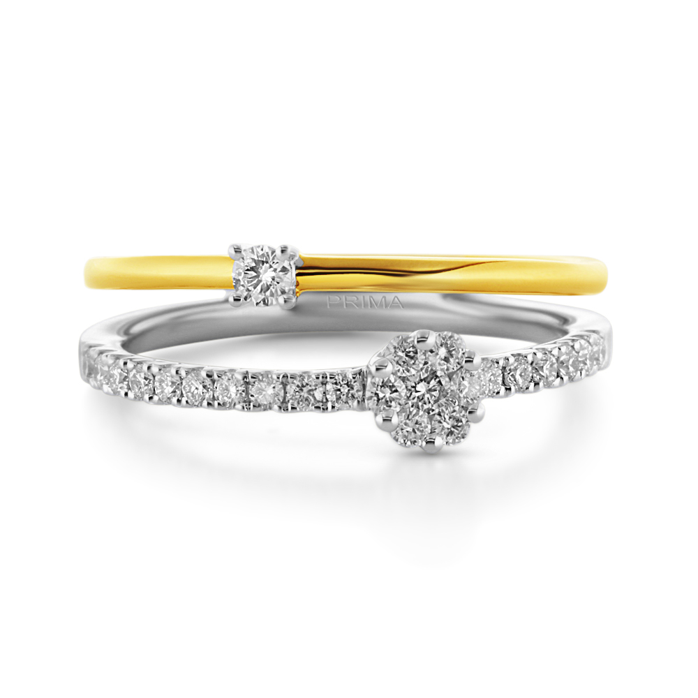 View Diamond Double Cluster Row Ring
