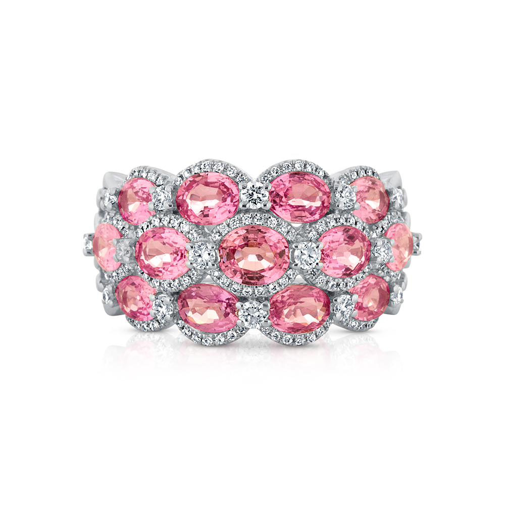 View Pink Sapphire And Diamond Wide Ring