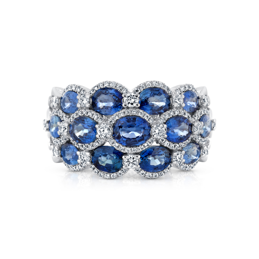 View Sapphire And Diamond Wide Ring