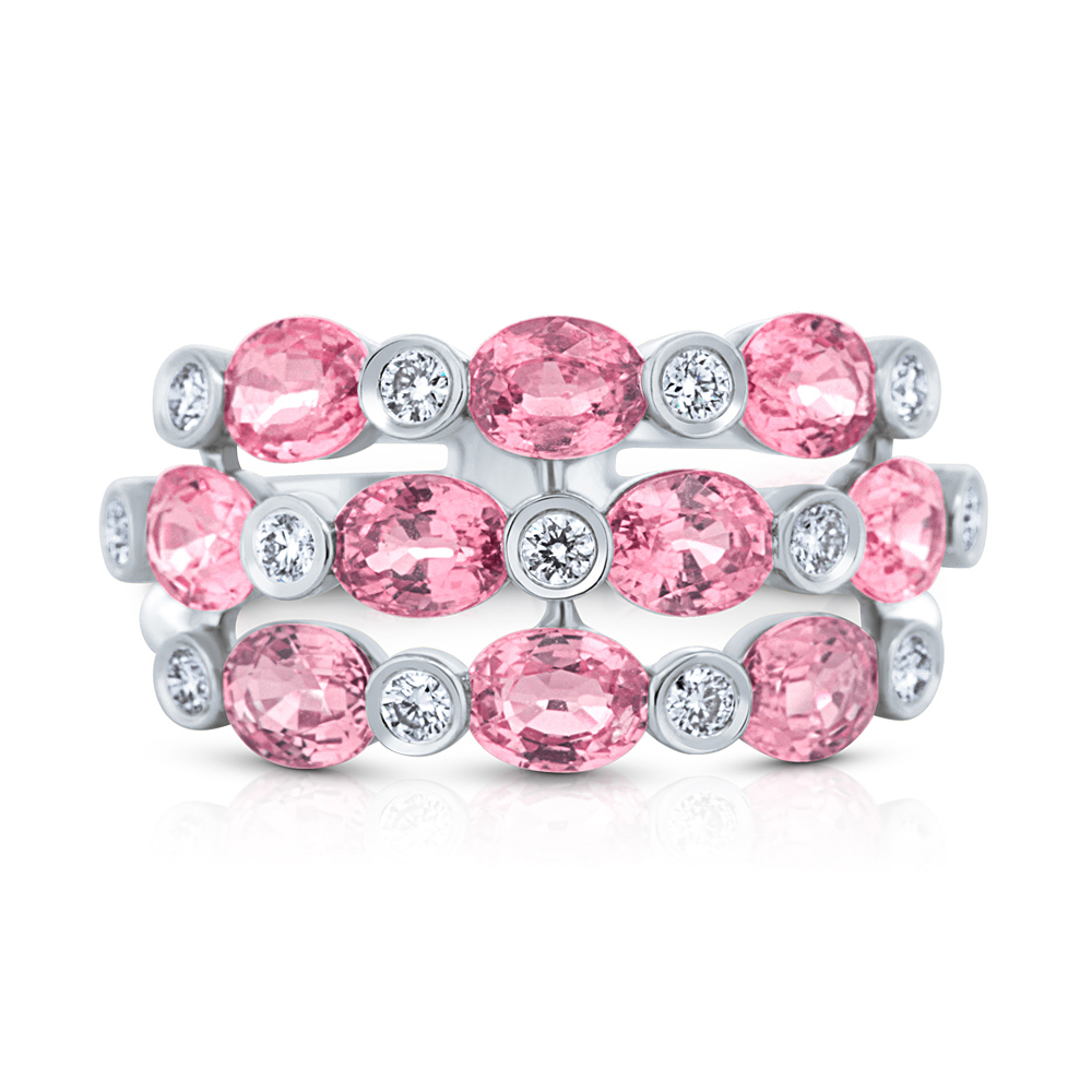 View Pink Sapphire And Diamond Wide Ring