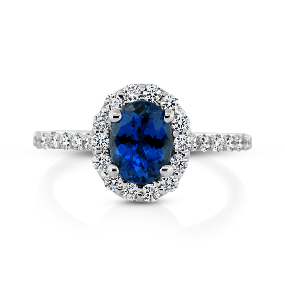 View Tanzanite And Diamond Halo Ring (8x6 Oval)
