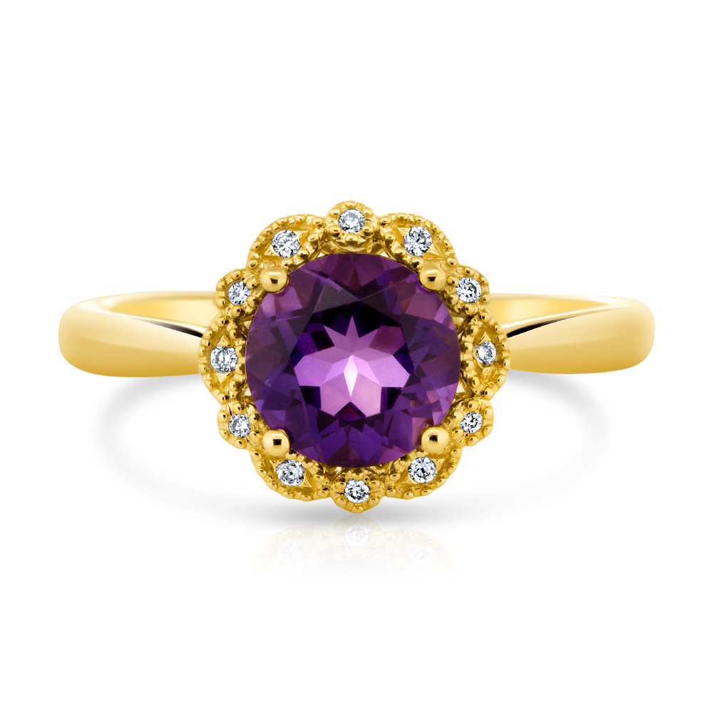 View Amethyst And Diamond Halo Ring