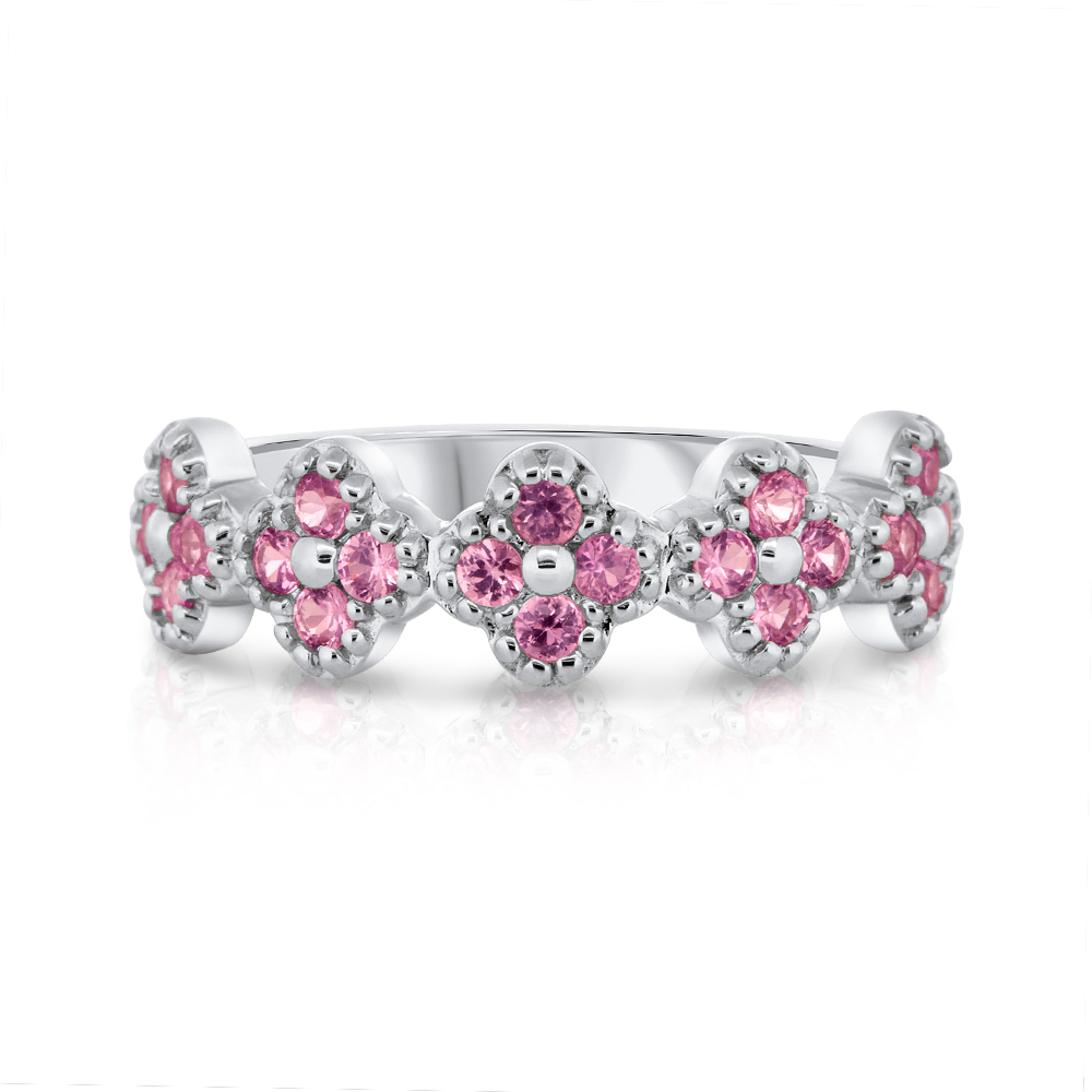View Pink Sapphire 5 Sections Flower Ring
