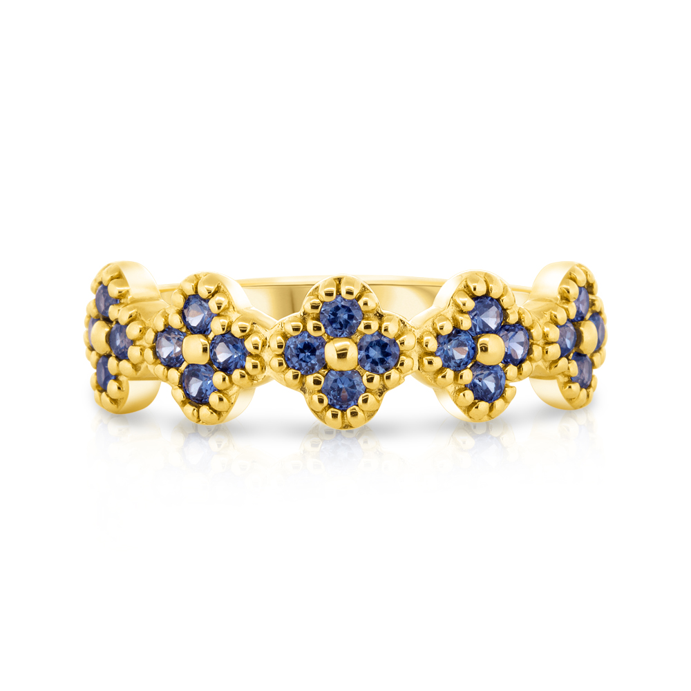 View Sapphire 5 Section Flower Ring