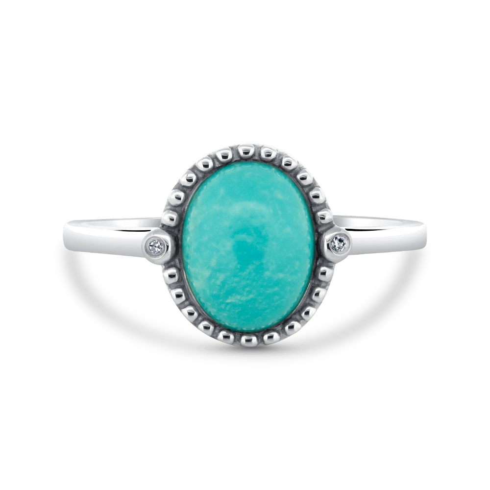 View Turquoise Cabuchon And Diamond Ring