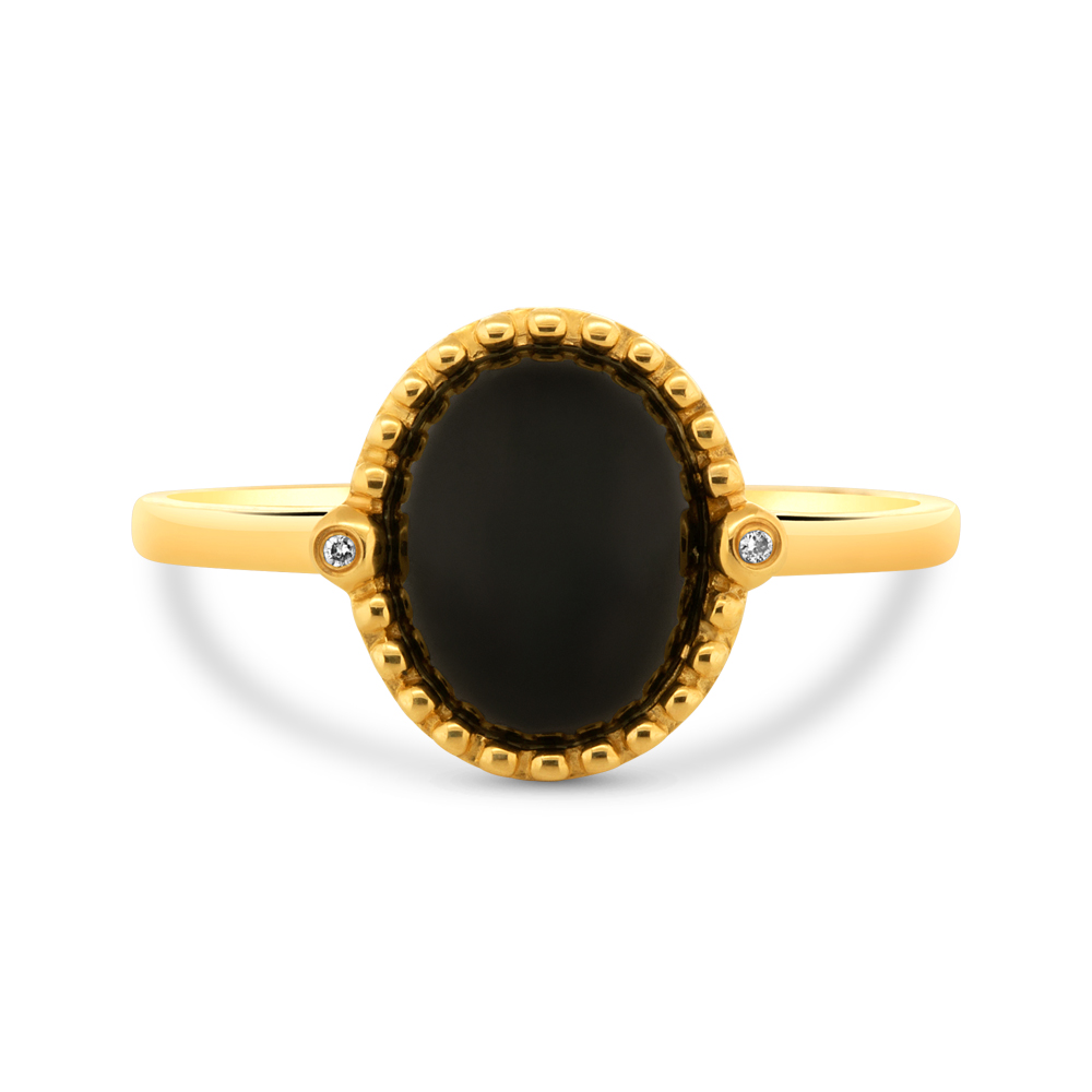 View Black Onyx Cabuchon And Diamond Ring
