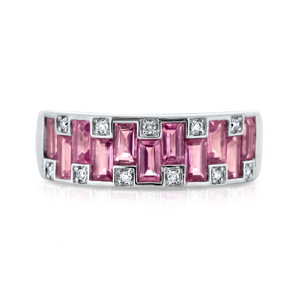 View Baguette Pink Sapphire And Diamond Ring