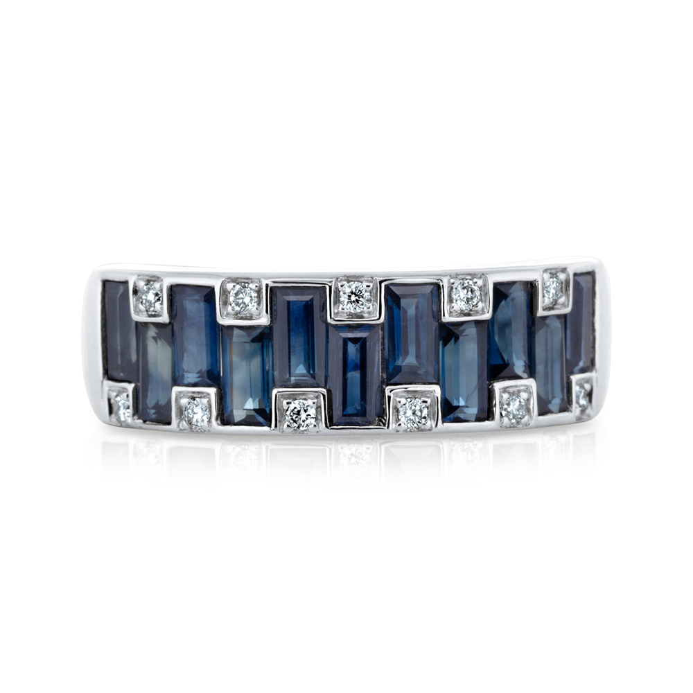 View Baguette Sapphire And Diamond Ring