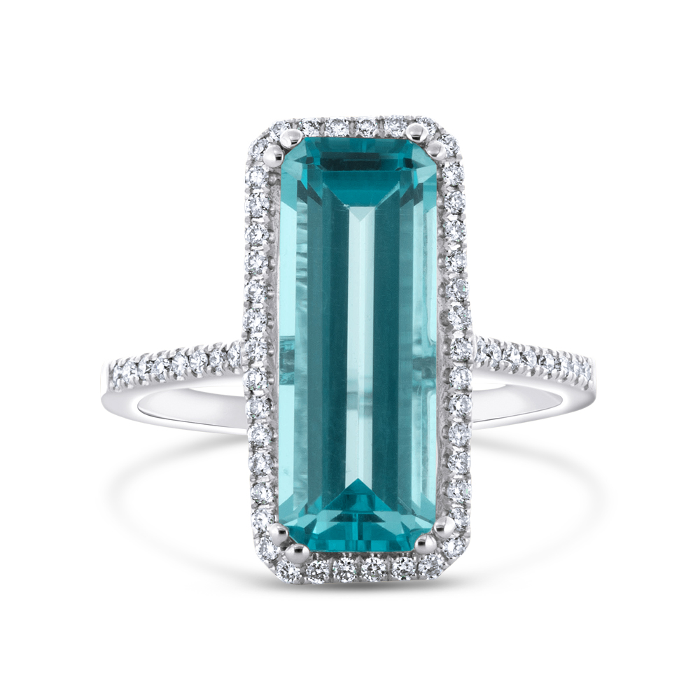 View Elongated Swiss Blue And Diamond Ring