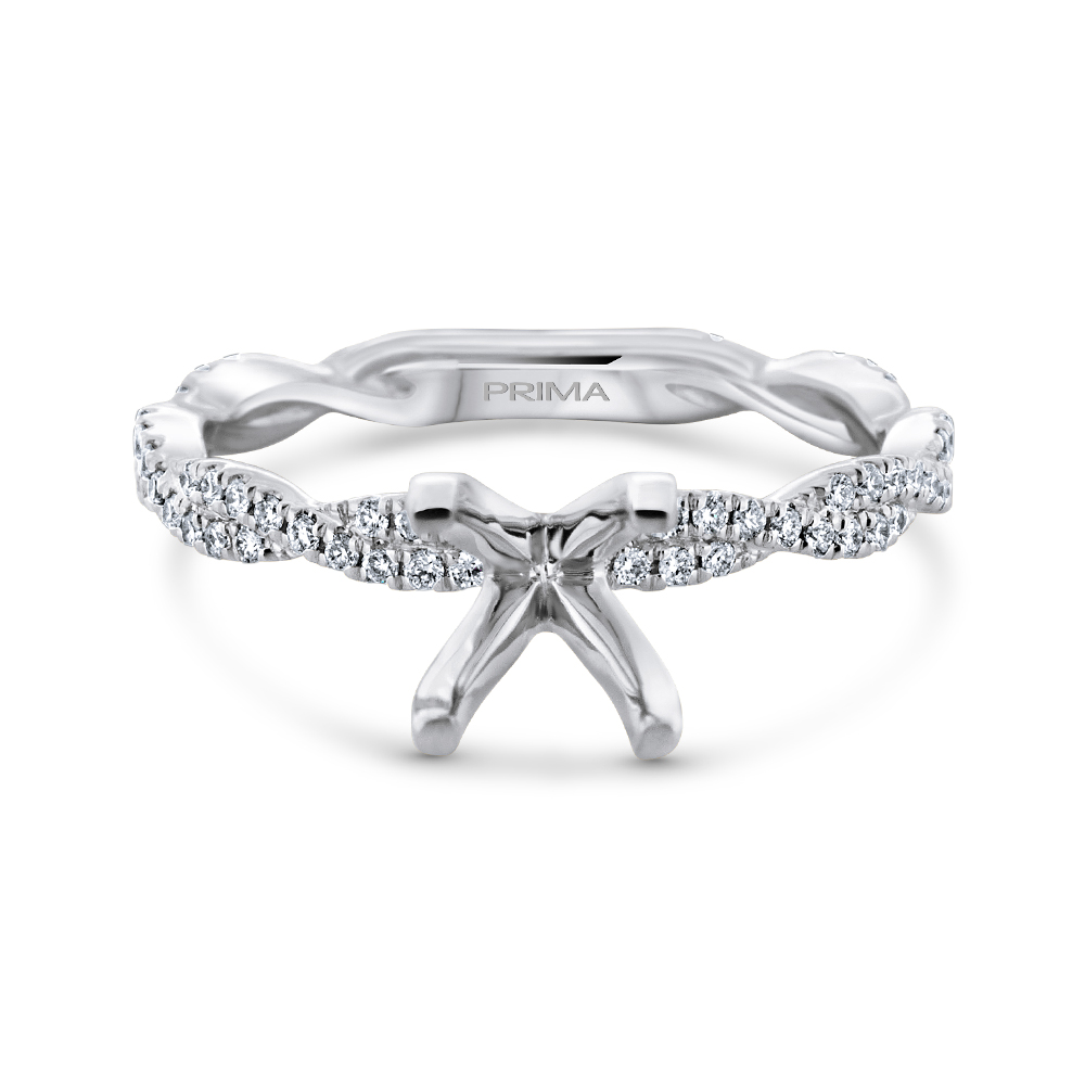 View Diamond Engagement Tight Twist Ring 3/4 Down Shank For 1ct Round