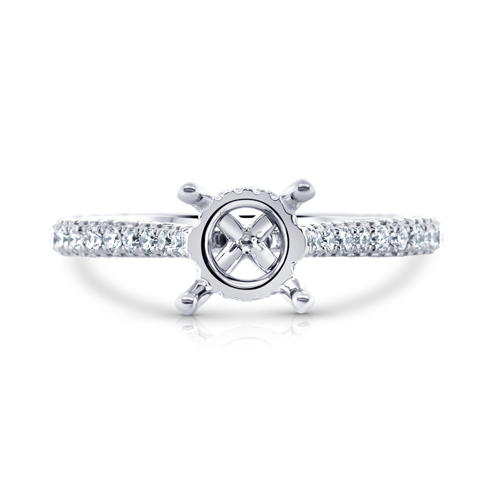 View Diamond Engagement Ring Hidden Halo (3 Side Diam)