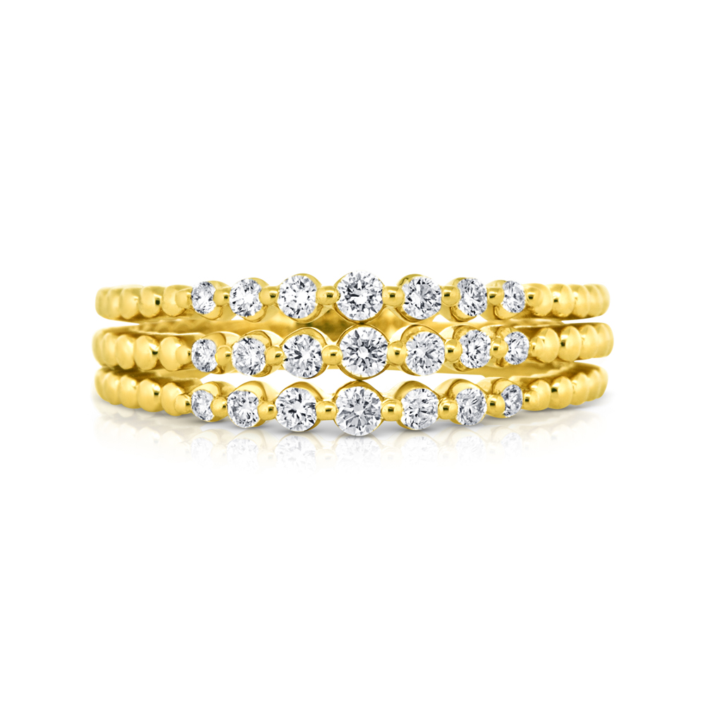 View Diamond 3 Row Beaded Ring
