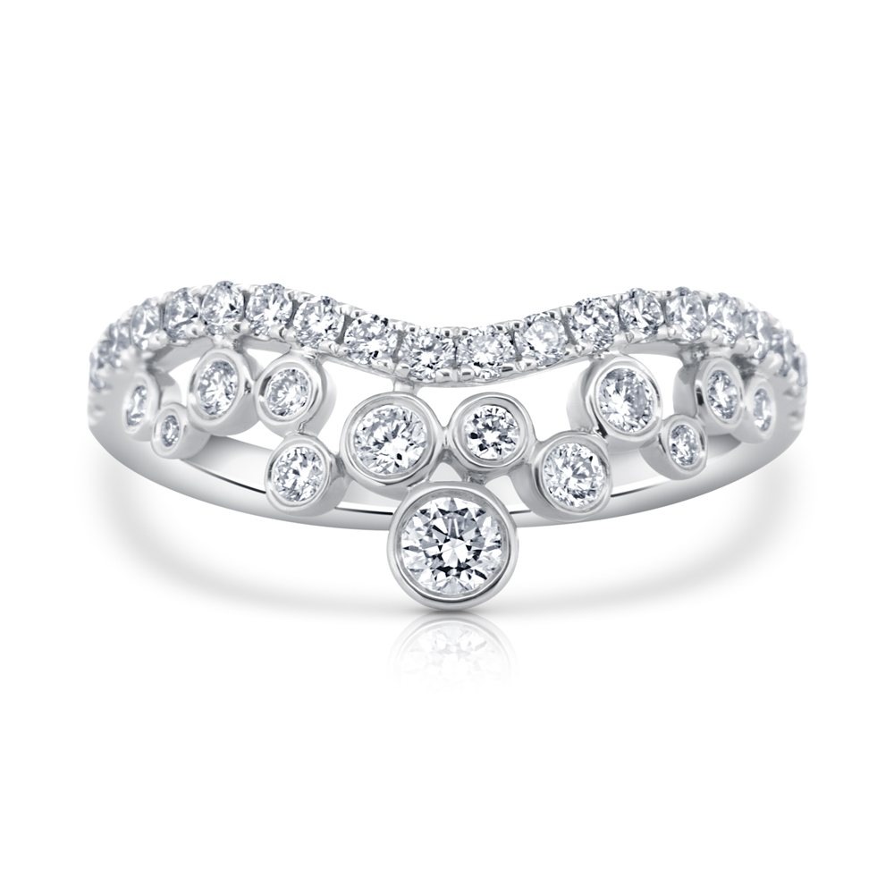 View Bezel And Prong Set Diamond V Shaped Ring