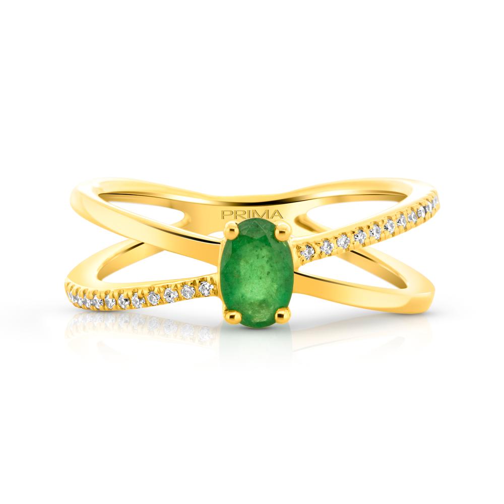 View Oval Emerald And Diamond X Ring