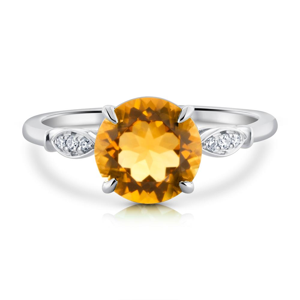View 8mm Round Citrine And Diamond Ring
